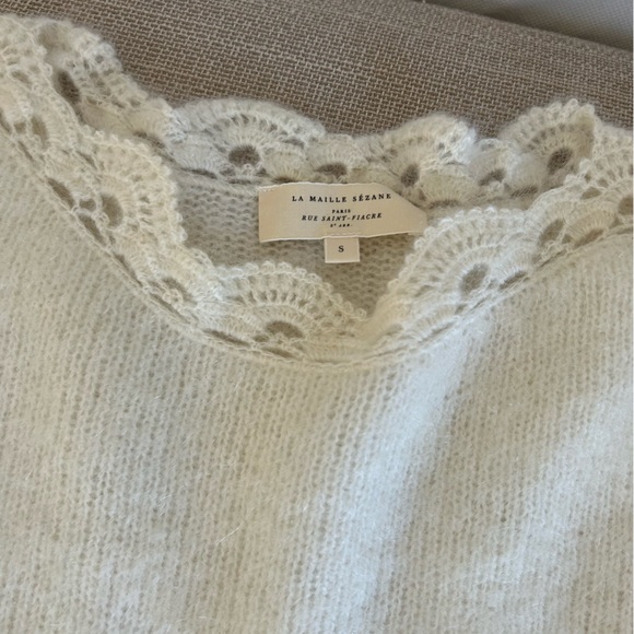 BEST Sezane Stacy Jumper Sweater - Ecru Ivory French Wool Mohair Knit - Picture 6 of 11